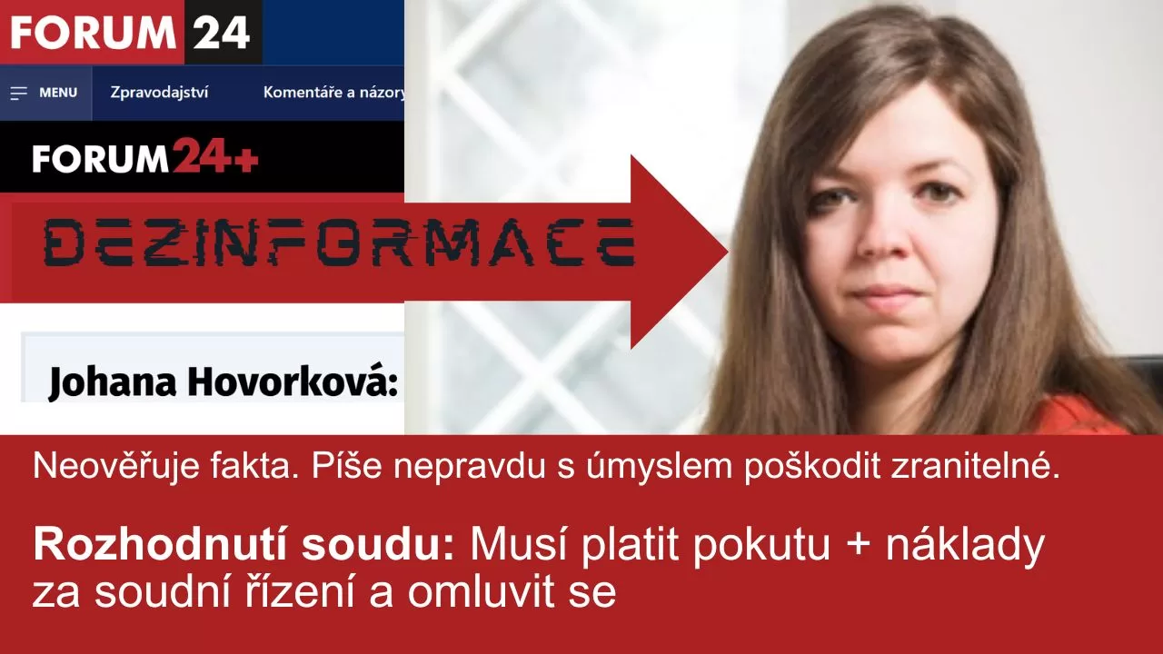 „Forum24 je soudně uznané jako médium,které záměrně šíří lži.“ Jan Tománek vyhrál nad dezinformátory